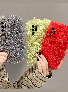 红色毛绒适用oppofindn5手机壳findn2简约findn2flip纯色秋冬findn3卷毛n3flip折叠屏oppo毛茸茸冬天毛毛硬壳