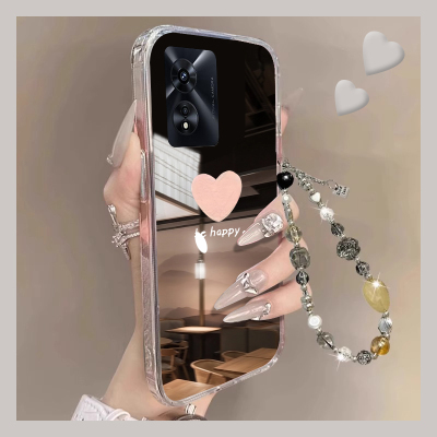 适用oppoa96手机壳a97镜面a92s简约a83爱心a1带a56手链a3pro手绳a95镜子a7韩系a5补妆镜a9x亚克力a2x夏天oppo