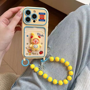 苹果星星人卡包适用小米17promax手机壳17pro卡通15带14珍珠13挂链呆萌por立体mi插卡卡套新款全包防摔硅胶女