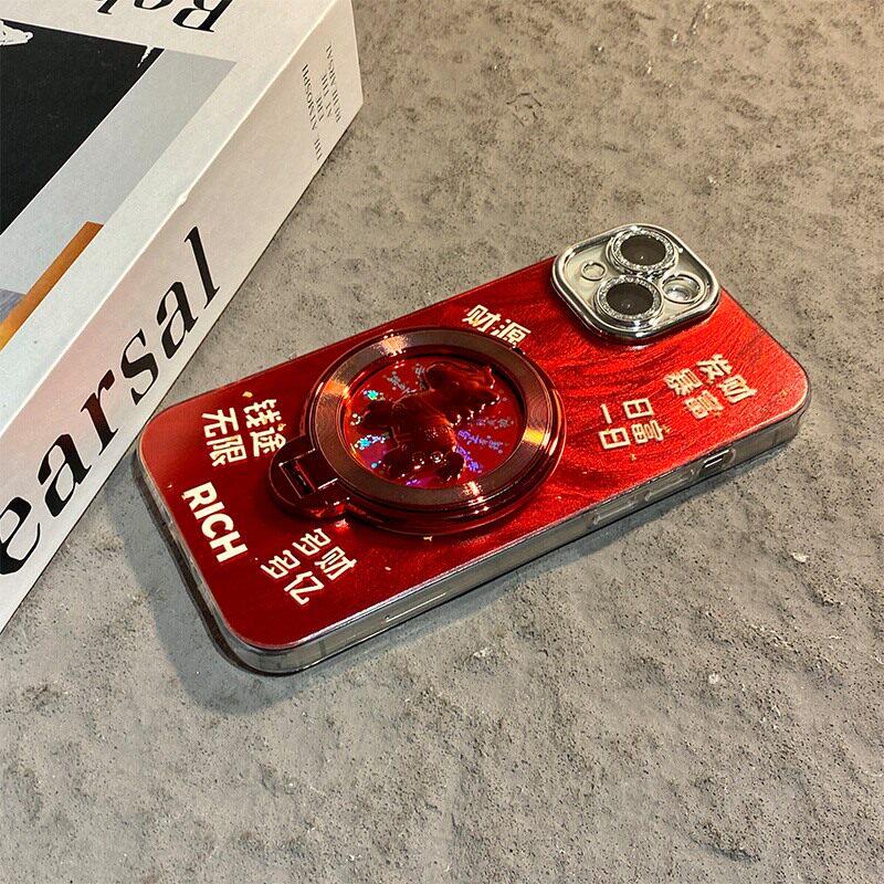 手机壳2026马年暴富发财旋转支架