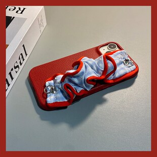 ins风红色腕带适用vivoy53s手机壳y52s背带y31s斜挎y37挂绳y36i新年y35m u3x十vivo 本命年y33e仿皮y20皮纹z5