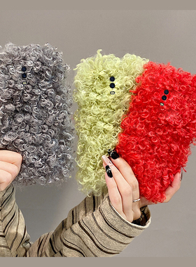 红色毛绒适用oppor17手机壳r15x简约r11splus纯色r11s秋冬r9卷毛r9plus毛茸茸r7s冬天r17pro毛毛oppo硅胶0pp0