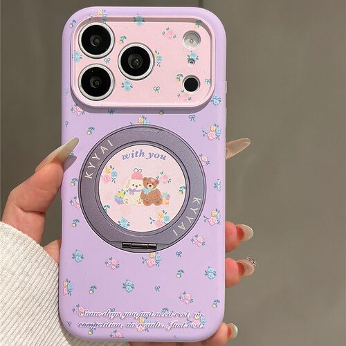 卡通碎花小熊适用oppoa6手机壳a5pro液态a3硅胶a2带a2m活力版a5x旋转a6gt磁吸a6i支架a58花朵por趣味可爱0pp0