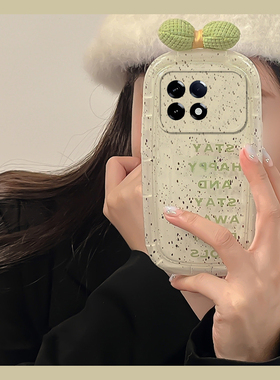 泼墨立体蝴蝶结适用小米红米k80pro+手机壳k70s毛绒k60e秋冬k50至尊版韩系k40绿色k30i小清新12女10a十redmik