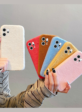 纯色泰迪绒毛茸茸适用opporeno14手机壳reno13秋冬12毛绒11pro+简约10保暖9暖手8毛绒绒7se冬天6女ace2十oppo