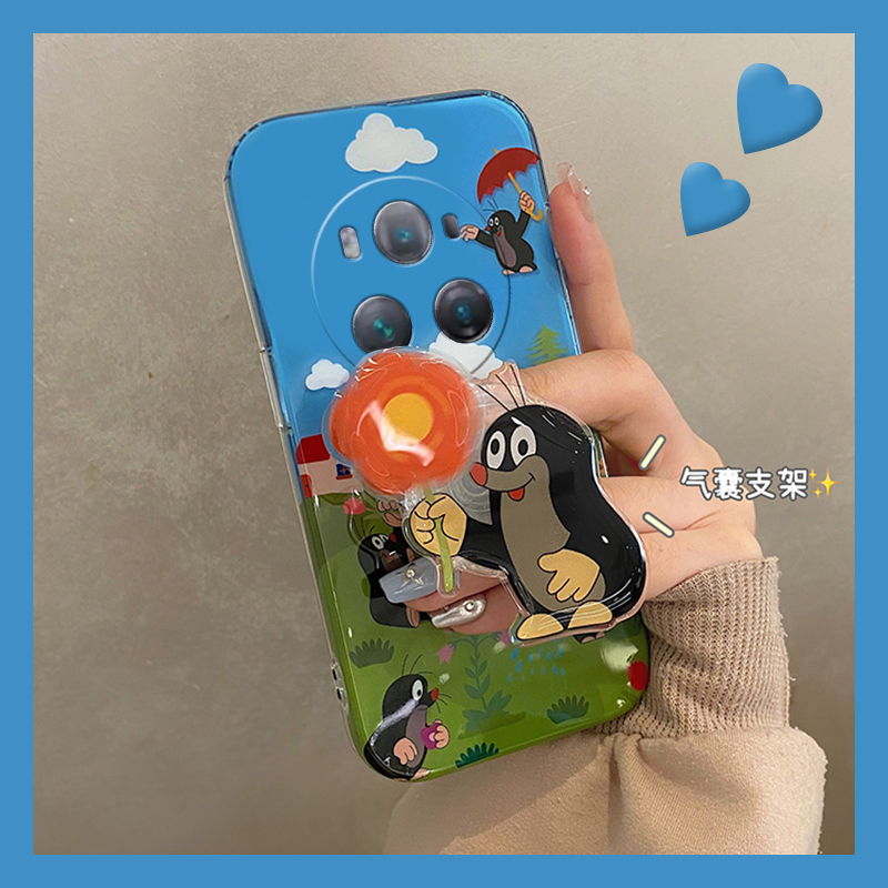 手机壳硅胶卡通呆萌立体旋转鼹鼠支架