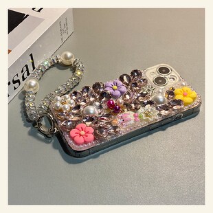 ins风宝石花朵适用华为mate80promax手机壳mete80gts满屏70air立体60rs非凡大师50e珍珠40pro 钻石30十huawei