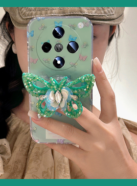适用oppofindx8s手机壳k13turbo立体k12s水钻realme真我x50绿色k11x蝴蝶k10带x7ultra支架x6韩系x5小清新硅胶