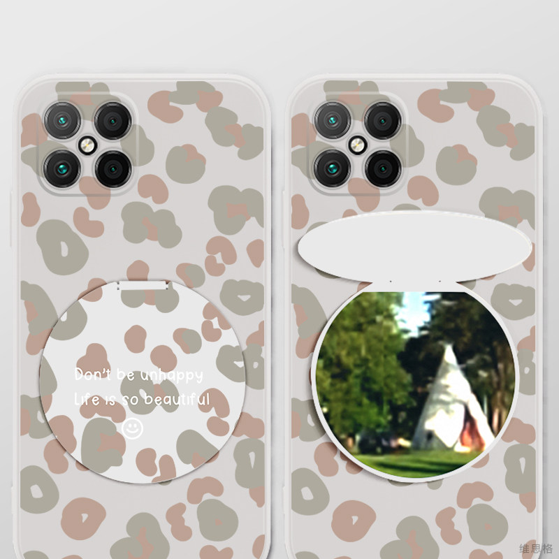 ins风豹纹适用华为荣耀play5手机壳play4pro网红5t带镜子4tpro镜面4t