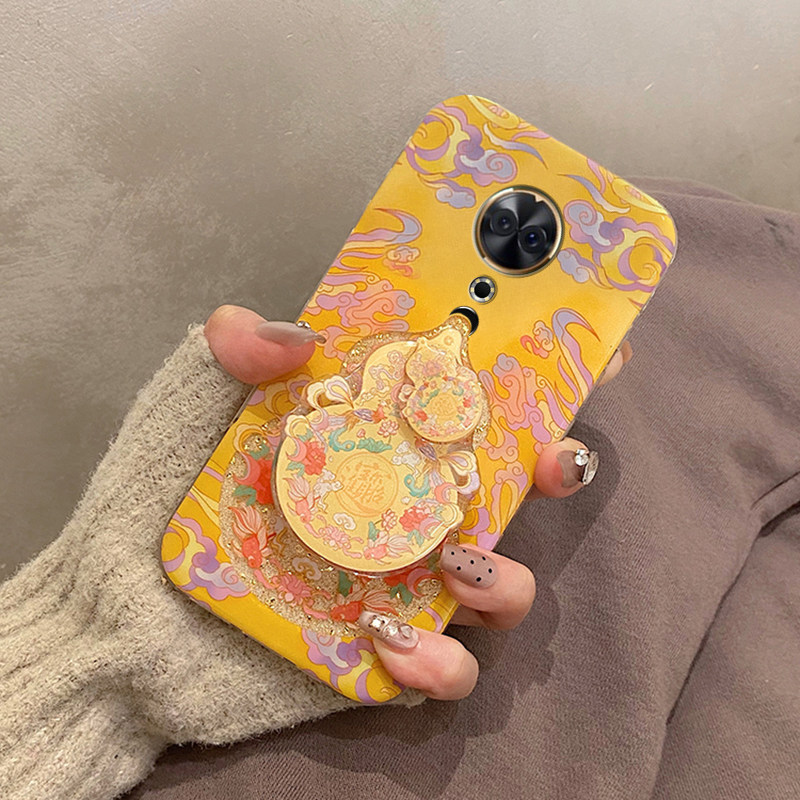 手机壳硅胶闪粉中国风立体旋转葫芦支架