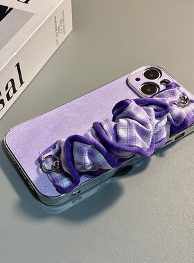 ins风紫色腕带适用小米红米note15pro+手机壳noto14简约13por牛仔纹12turbo背带11t斜挎10挂绳9小众5g十redmi