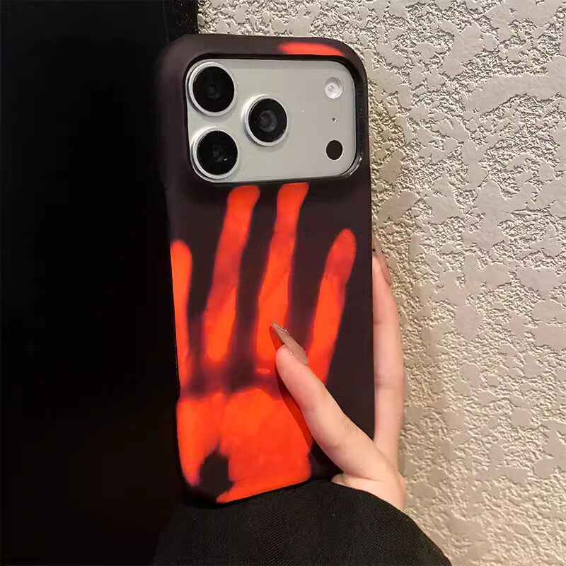 温感变色黑变红适用苹果17pro手机壳opporeno15简约vivos50华为pura80纯色mate70创意小米14