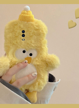 刺绣黄色小鸡适用oppor17手机壳r15x卡通r11splus秋冬r11s毛绒r9立体r9plus呆萌r7s冬天r17pro毛茸茸oppo硅胶