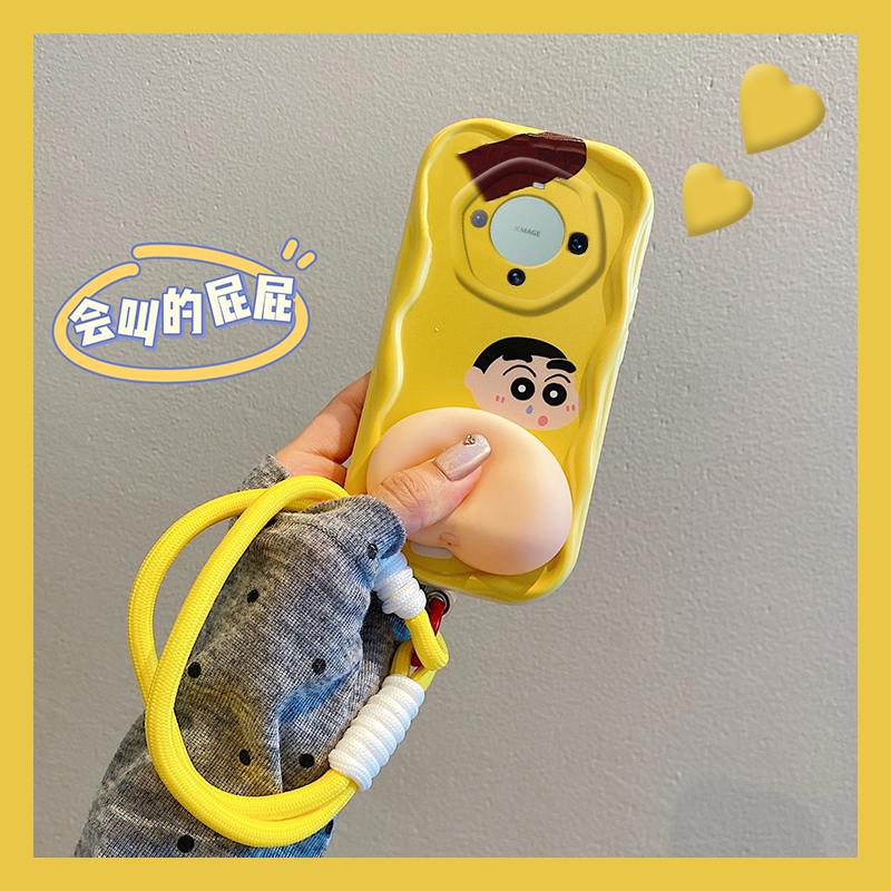 手机壳动漫蜡笔小新立体捏捏会叫的屁股手链