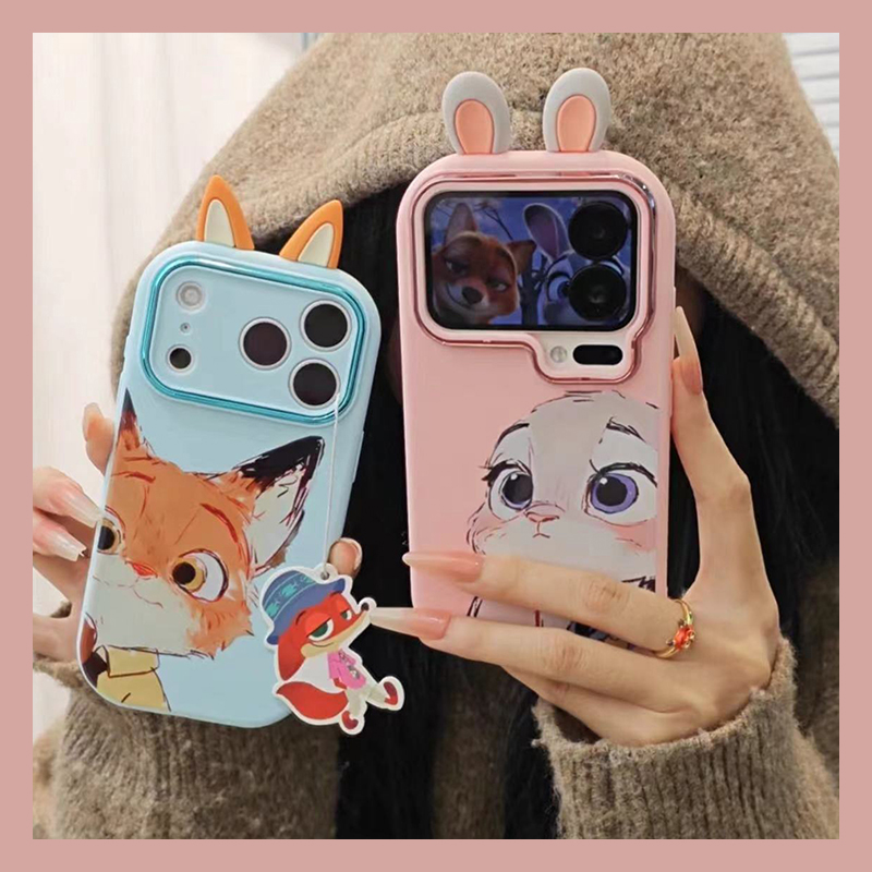 手机壳硅胶卡通情侣油画朱迪尼克带耳朵