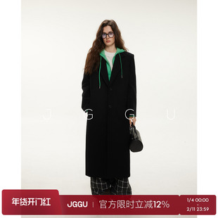 晶咕黑标JGGU【权力大衣】大女主高级感绵羊毛西装毛呢大衣外套女