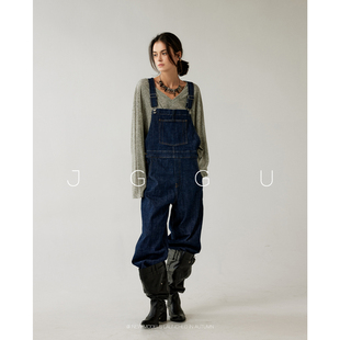 晶咕黑标JGGU【秋野旅行家】元气少女感百搭减龄牛仔背带裤子女秋