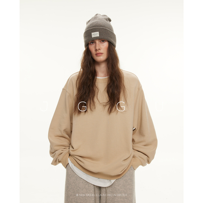 晶咕黑标JGGU【闲情午后】100%精梳纯棉极简质感宽松百搭卫衣女