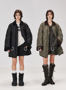 晶咕黑标JGGU【自在过冬】新国标90白鸭绒轻工装风菱格压线羽绒服