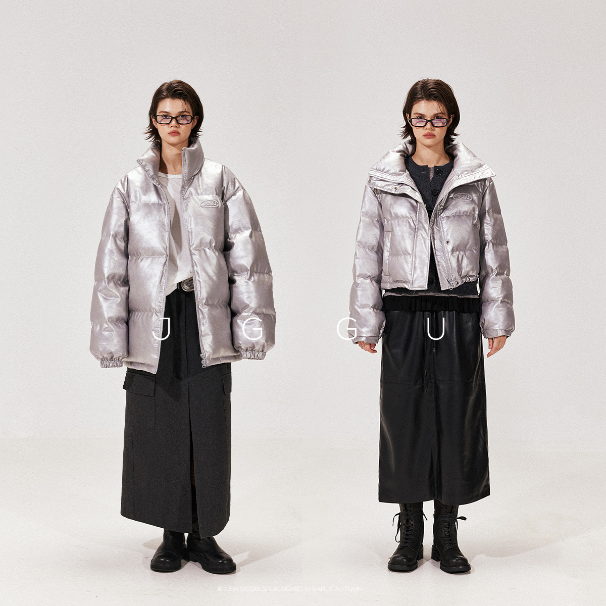 金属涂层刺绣长短款羽绒服晶咕