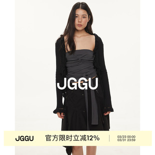 外套女 100针织冰曲棉面料花边钩花开衫 晶咕黑标JGGU 气质lady