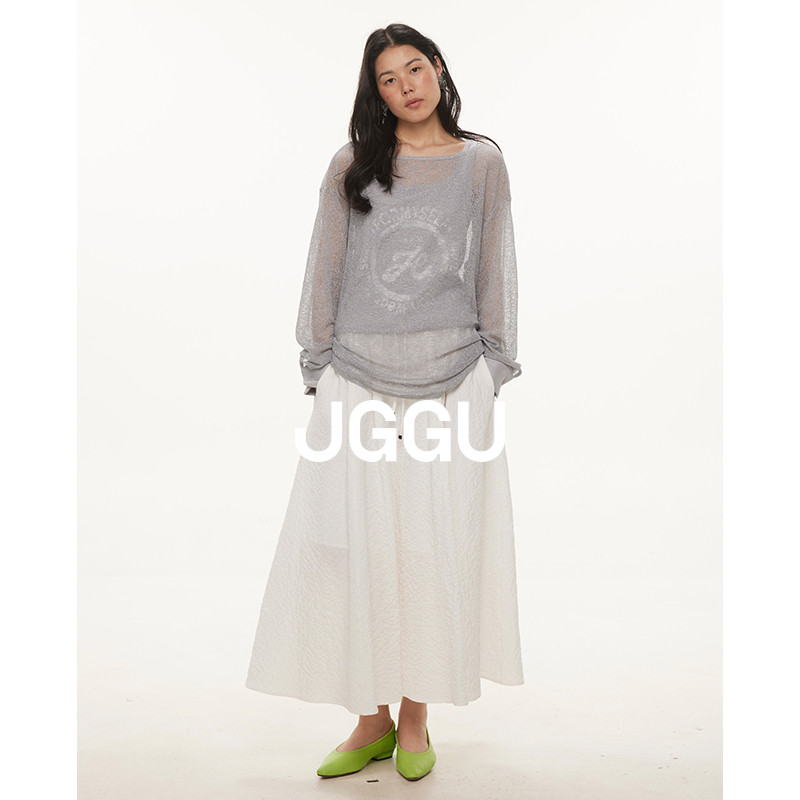 晶咕黑标JGGU【薄如蝉翼】纺织工艺+亮丝纱线亮丝罩衫+背心两件套