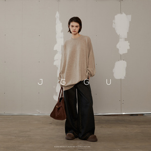 针织衫 长款 高级感慵懒风羊绒羊毛纯色宽松针织衫 晶咕黑标JGGU24款