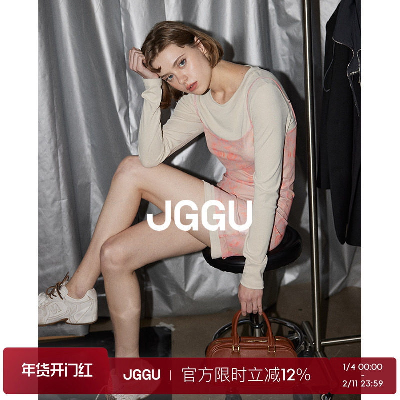 晶咕黑标JGGU合身叠穿女修身气质网眼吊带连衣裙二件套装,女装/女士精品,时尚套装,淘宝优惠券,粉丝福利购,淘宝优惠卷