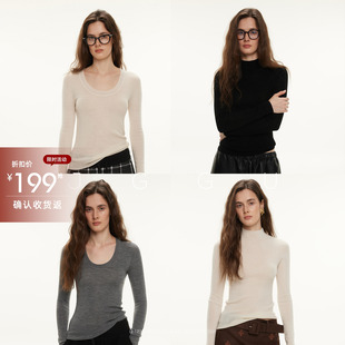 全羊毛无缝一体半高领鹅蛋领针织打底衫 晶咕黑标JGGU 封神打底