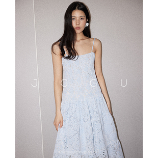 晶咕黑标JGGU【心动赴约】重工高密打揽镂空吊带连衣裙高级感裙子