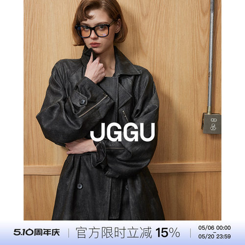 晶咕黑标JGGU【头条女王】硬核氛围感做旧老钱风慵懒廓形经典风衣