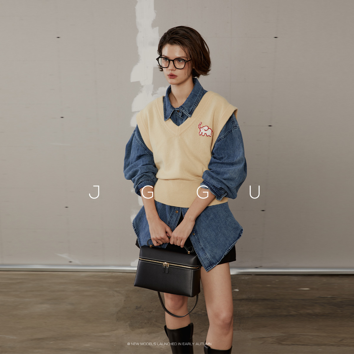 撞色撞色小象可爱针织马甲可爱