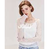 晶咕黑标JGGU 植物美学 浪漫朦胧肌理感背心蕾丝女上衣二件套