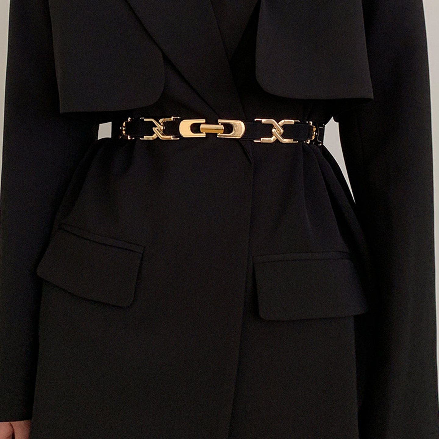 弹力腰带女士2026新款高级感优雅金属腰链装饰西装配连衣裙子腰封