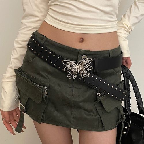朋克风镂空蝴蝶结腰带简约百搭