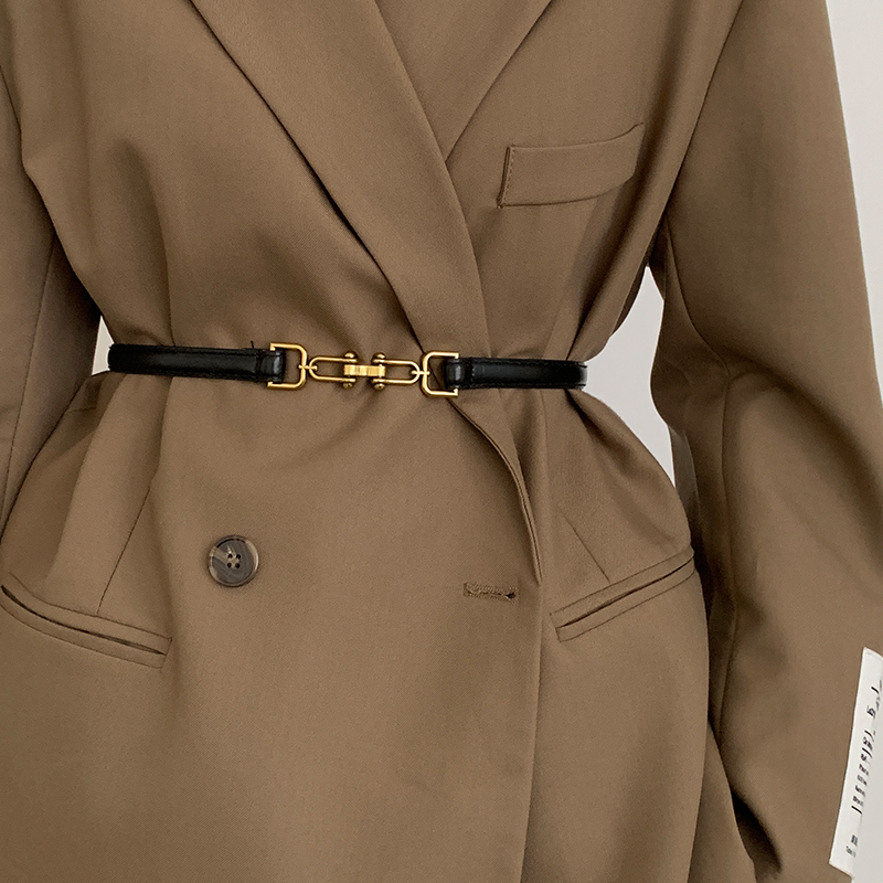 刺毛叔叔女伸缩腰带pu合金复古