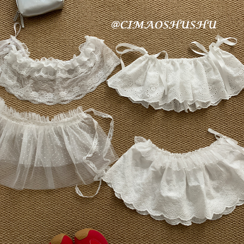 韩系蕾丝花朵甜酷屁帘