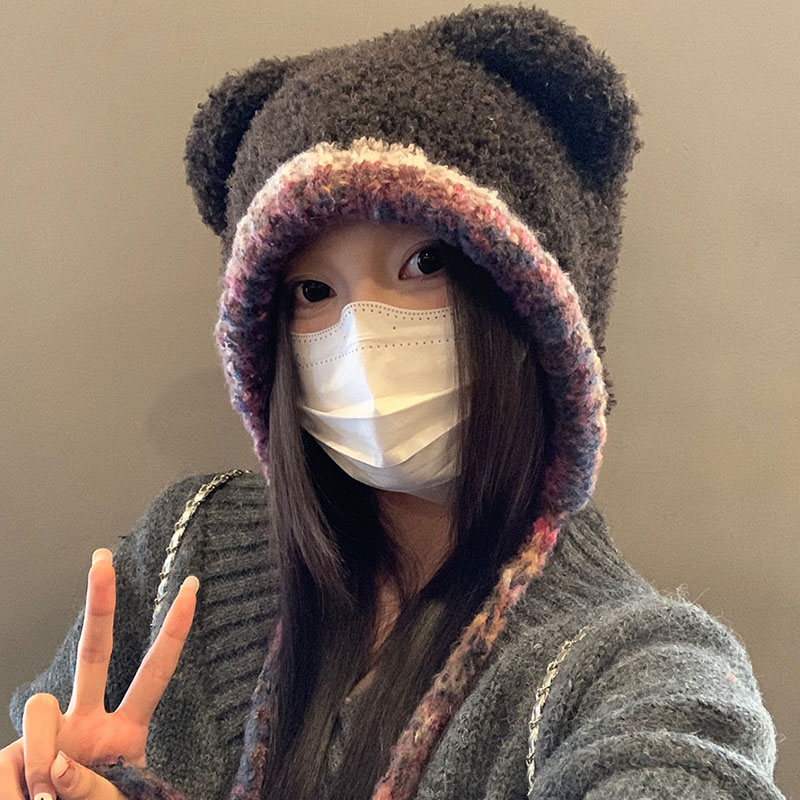 秋冬大头围毛线帽保暖显脸小