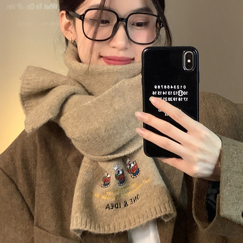 秋冬女含羊毛围巾防寒保暖
