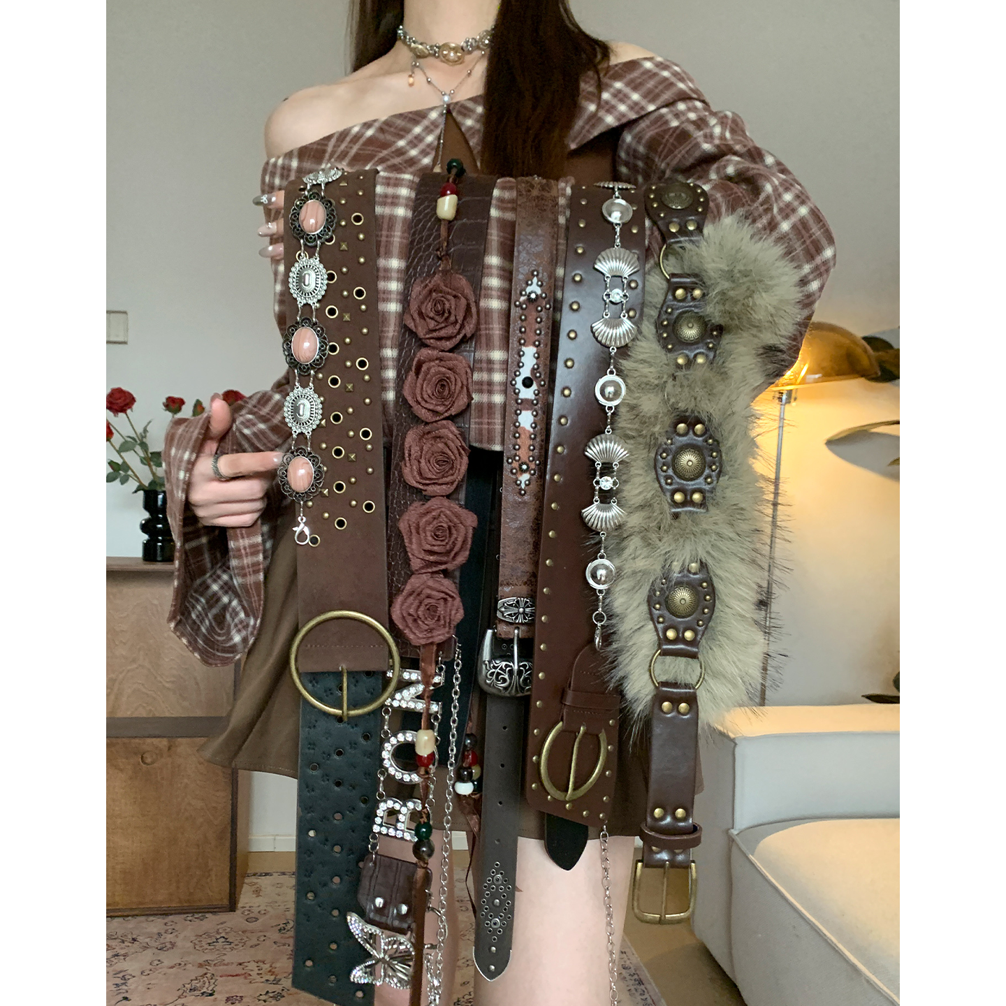 复古西部风铆钉沙漠小众腰带