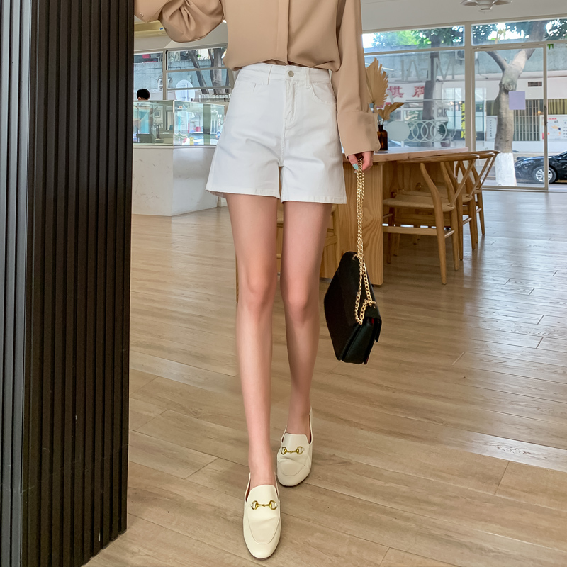 叶子风铃牛仔短裤高腰