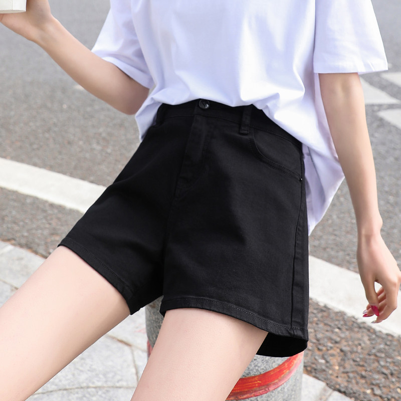 叶子风铃牛仔短裤高腰