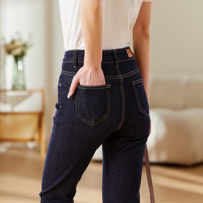 丹宁蓝2025新款巨遮肉高腰直筒裤
