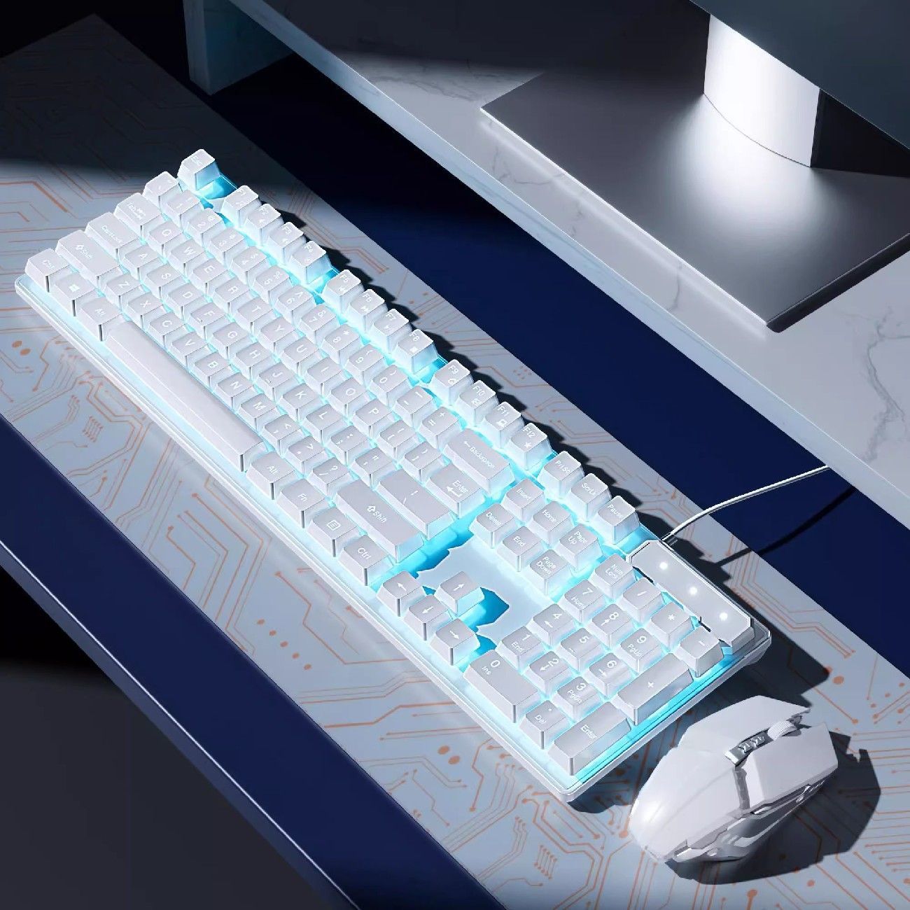 键鼠套装发光机械手感有线键盘鼠标笔记本游戏usb办公适用男女生