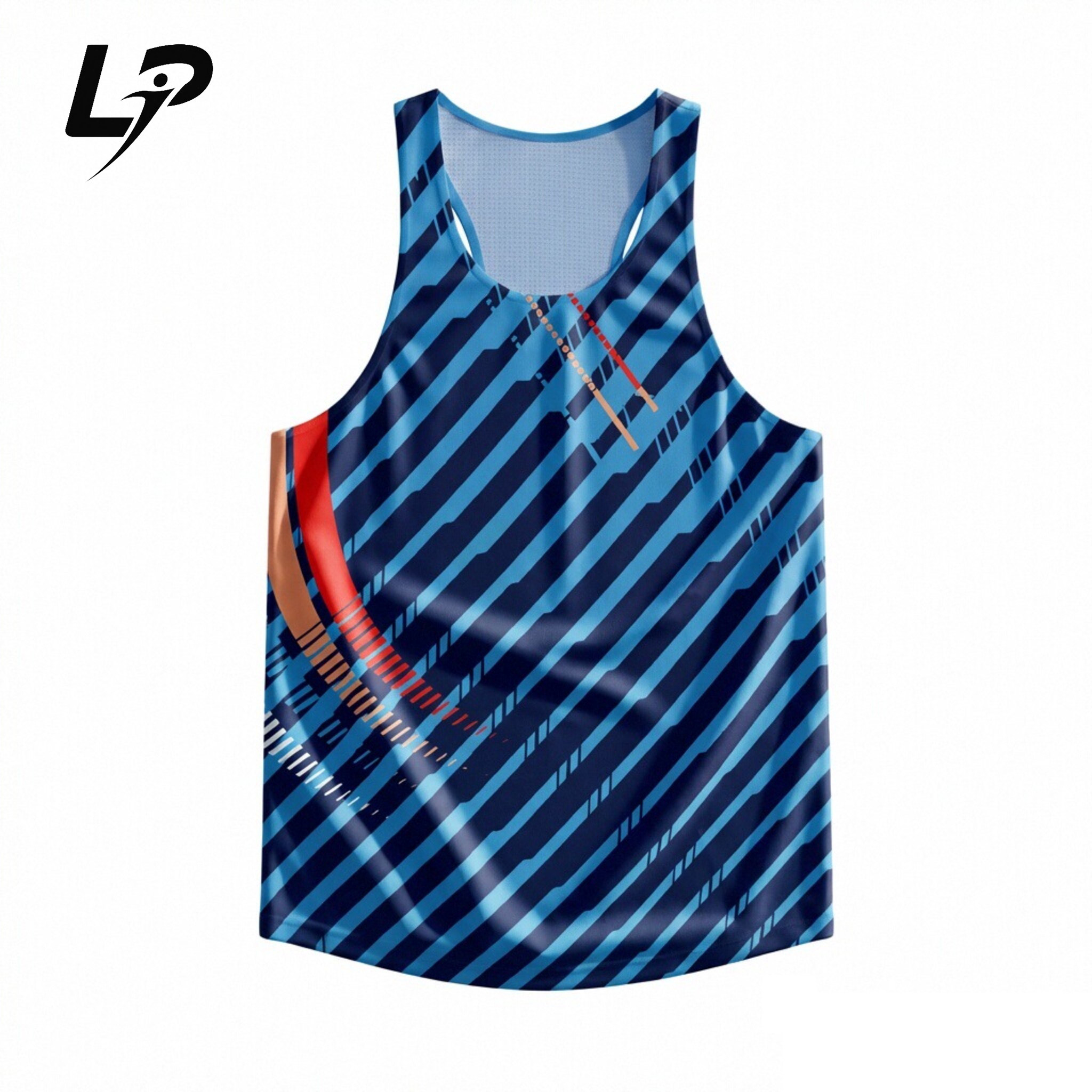 趣乐跑可定制新款条纹背心田径体考训练比赛服男女运动跑步透气