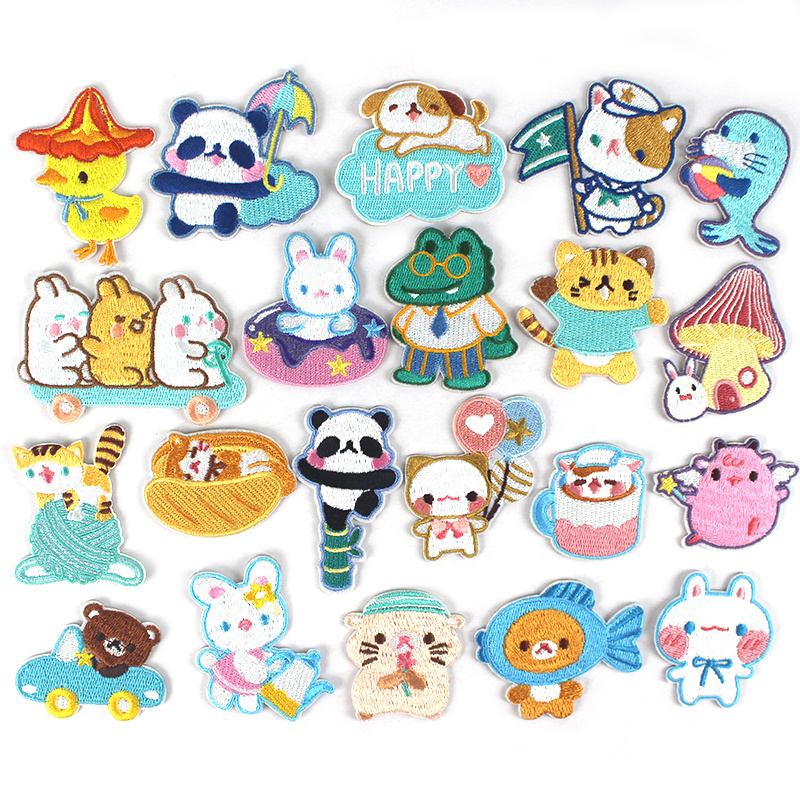 自粘布贴包包装饰动物卡通刺绣图案羽绒服修补破洞裤子衣服补丁贴