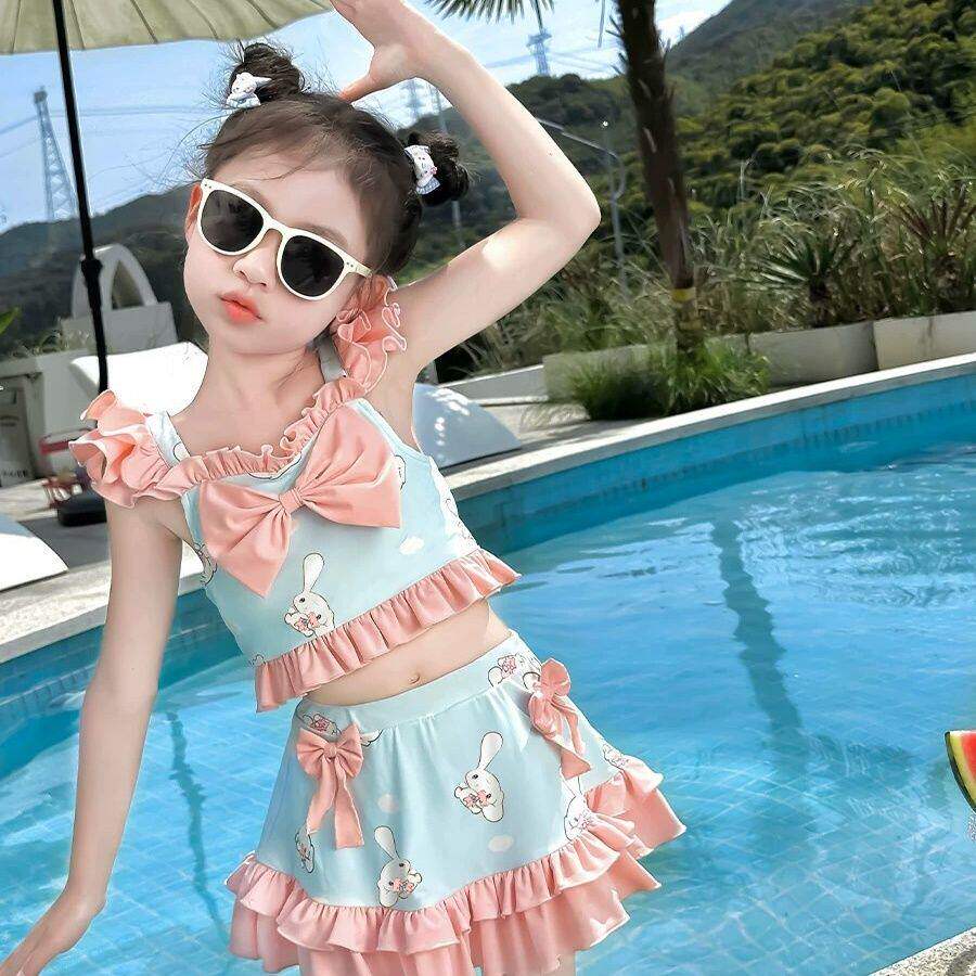 女童泳衣儿童2026新款分体泳装夏季游泳衣公主宝宝洋气速干两件套