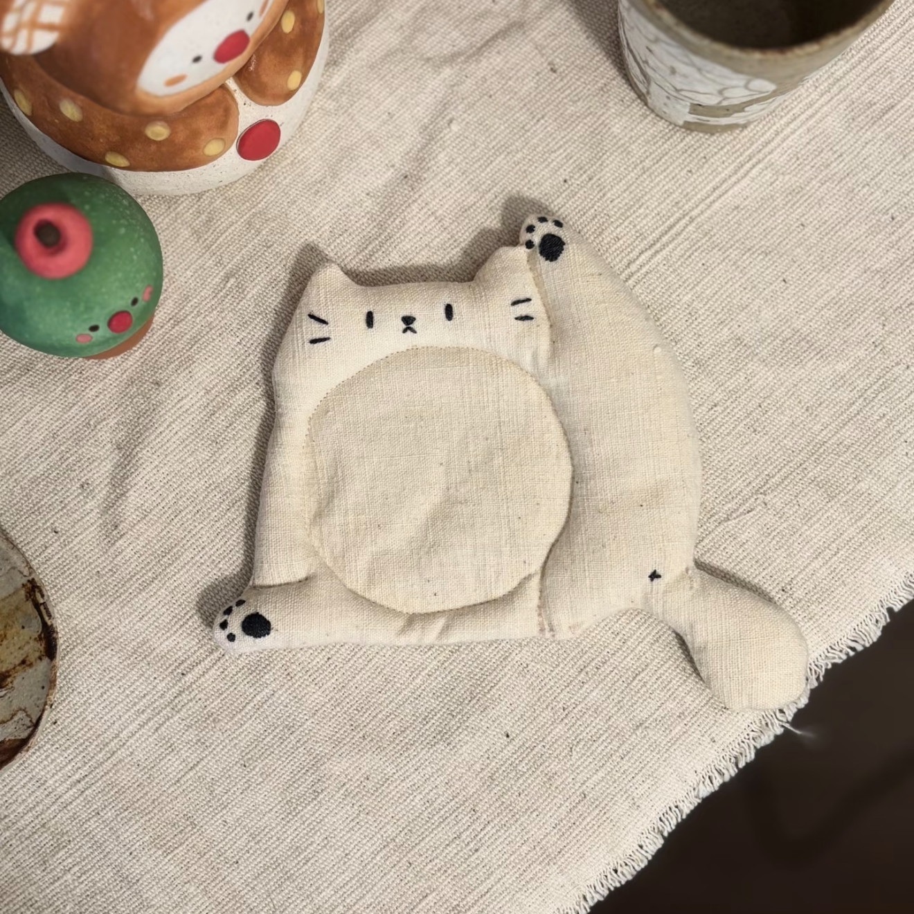 手作可爱小猫高抬脚猫爪布艺杯垫高颜值ins风茶具隔热垫拍照道具