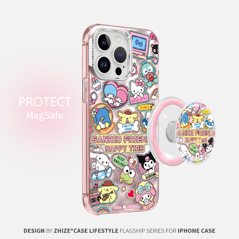 三丽鸥贴纸适用苹果15pro手机壳新款ip14promax小众创意iphone13电镀磁吸壳12pro防摔15保护套14卡通ip16个性