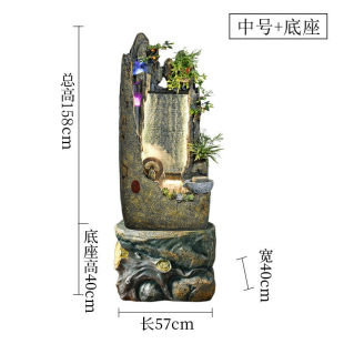 人文家居落地假山流水喷泉水幕墙客厅办公室摆件玄关鱼池鱼缸 新品